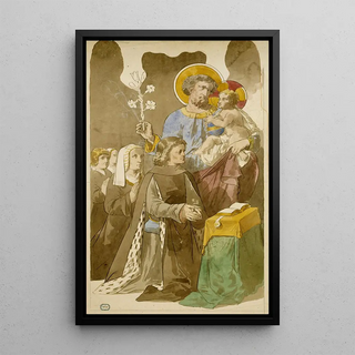 Prosper Lafaye - SaintJoseph et lEnfant Jsus parmi une famille en prire.webp