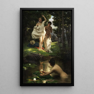 Raffaele Giannetti - Young girls taking a bath at a forest spring.webp