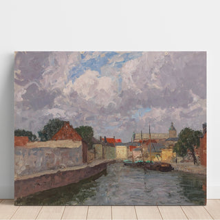 Reproduction A Canal with Boats Before a Town - Alfred Zoff