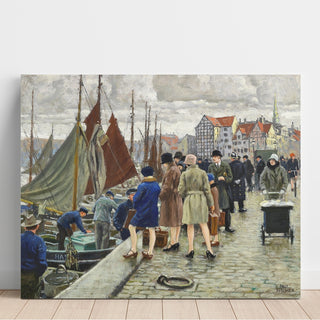 Reproduction Dames élégantes avec chapeaux cloche achetant du poisson - Paul Fischer