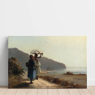 Reproduction Deux femmes causant au bord de la mer, Saint Thomas - Camille Pissarro