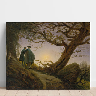 Reproduction Deux hommes contemplant la lune - Caspar David Friedrich