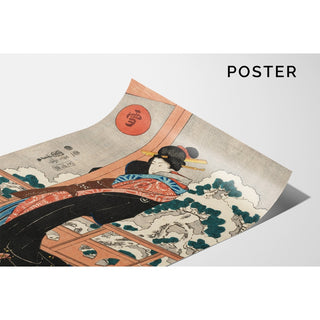 Reproduction Neige; beauté sur une véranda milieu du XIXe siècle - Utagawa Kuniyoshi
