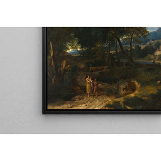 Reproduction Pastorale avec un jeune pâtre et une femme avec un enfant dans les bras - Jean-François Millet