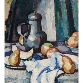 Reproduction Pommes et pot en étain - Samuel John Peploe