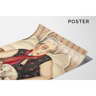 Reproduction Portrait d'une femme lisant avec un chien - Gerda Wegener