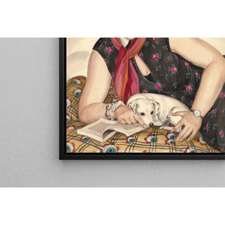 Reproduction Portrait d'une femme lisant avec un chien - Gerda Wegener