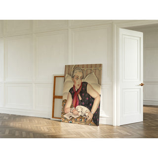 Reproduction Portrait d'une femme lisant avec un chien - Gerda Wegener