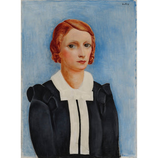 Reproduction Portrait de Femme sur Fond Bleu - Moïse Kisling