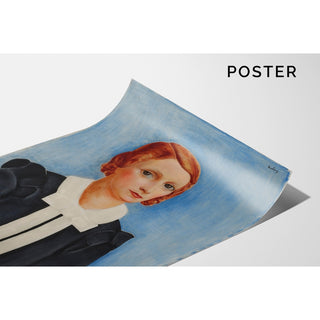 Reproduction Portrait de Femme sur Fond Bleu - Moïse Kisling