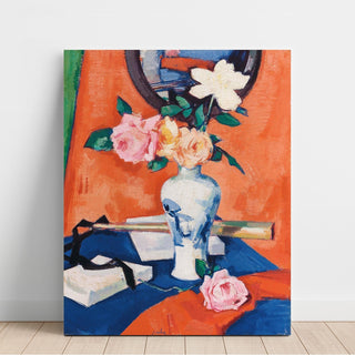 Reproduction Roses dans un vase sur un fond orange - Samuel John Peploe