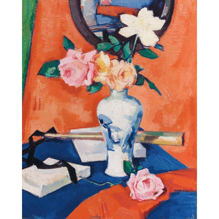 Reproduction Roses dans un vase sur un fond orange - Samuel John Peploe