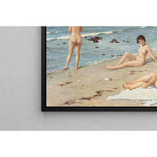 Reproduction Scène de plage avec femmes se baignant - Paul Fischer