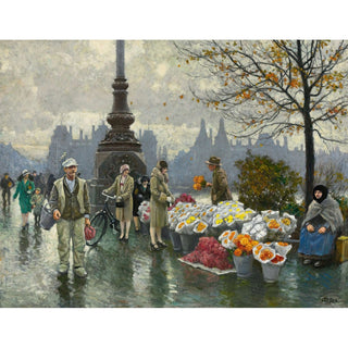 Reproduction Vendeuses de fleurs au pont de la reine Louise à Copenhague - Paul Fischer