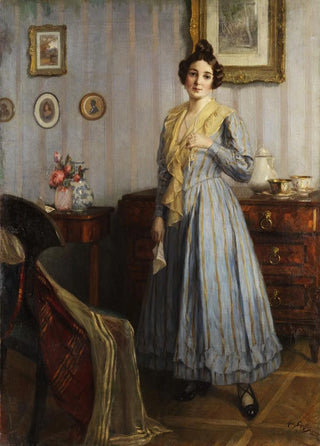 Robert Scheffer - Junge Frau im BiedermeierInterieur.webp