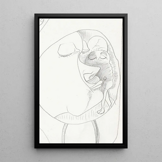 Samuel Jessurun de Mesquita - Ovaal met een kop in profiel naar rechts twee benen en een kop met gesloten ogen.webp