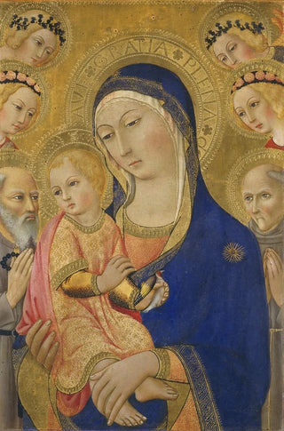 Sano di Pietro - Madonna and Child with Saint JeromeSaint Bernardino and Angels.webp