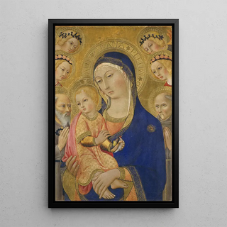 Sano di Pietro - Madonna and Child with Saint JeromeSaint Bernardino and Angels.webp