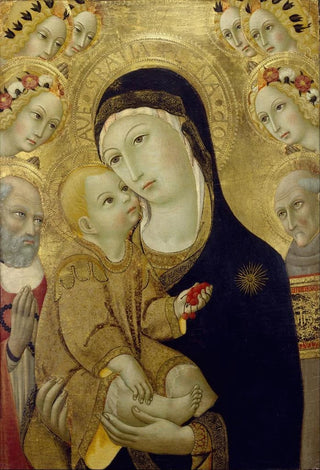 Sano di Pietro - Virgin and Child with Saints Jerome and Bernardino of Siena and Six Angels.webp