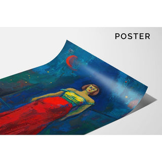 Sans titre Femme en robe jaune et rouge - Karl Wiener | Reproduction Tableau Décoration murale affiche copie