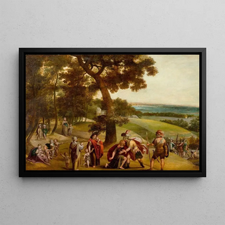 School of Anton Mirou - The Reconciliation of Jacob and Esau in and Extensive Wooded Landscape.webp