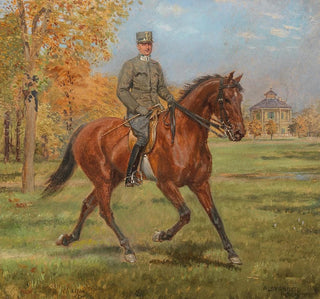 Soldat à cheval devant le pavillon de plaisir dans le Prater - Alexander Pock