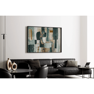 Tableau Abstrait – Équilibre Silencieux | Affiche Murale Contemporaine aux Tons Neutres et Formes Structurées | Déco Apaisante pour Salon ou Bureau
