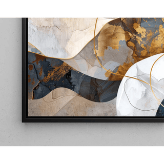 Tableau Abstrait – Fusion Minérale | Affiche Murale Élégante avec Détails Dorés et Effet Matière | Déco Luxe Moderne pour Salon ou Bureau Chic