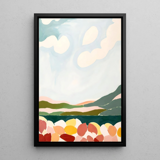 Tableau Coloré – Douceur de Collines | Affiche Abstraite Paysage Naturel aux Tons Pastel | Déco Murale Apaisante pour Salon, Chambre ou Entrée