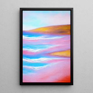 Tableau Coloré – Plage Pastel | Affiche Murale Paysage Marin aux Couleurs Douces | Déco Apaisante pour Salon, Chambre ou Bureau
