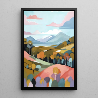 Tableau Coloré – Soleil d’Argile | Affiche Murale Abstraite aux Tons Terre et Paysage Minimaliste | Déco Chaleureuse pour Salon ou Bureau