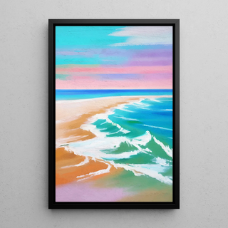 Tableau Coloré – Vagues Pastel | Affiche Murale Bord de Mer aux Tons Doux | Déco Apaisante pour Salon, Chambre ou Maison de Vacances