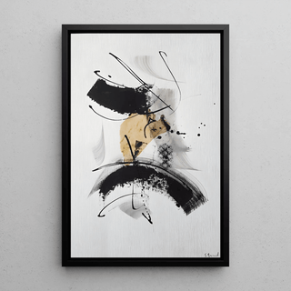 Tableau Design – Abstraction Énergique | Poster Dynamique Noir, Blanc et Beige | Affiche Artistique Moderne pour Intérieur Contemporain