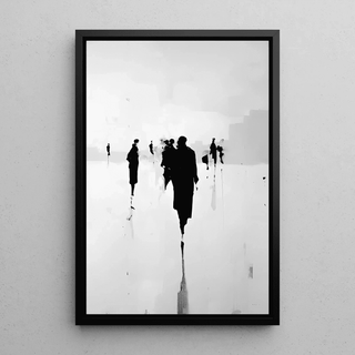 Tableau Design – Silhouettes Urbaines | Poster Noir et Blanc Minimaliste Contemporain | Affiche Épurée pour Intérieur Moderne