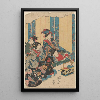 Utagawa Kunisada Toyokuni III - Four Courtesans Elaborately Garbed.webp