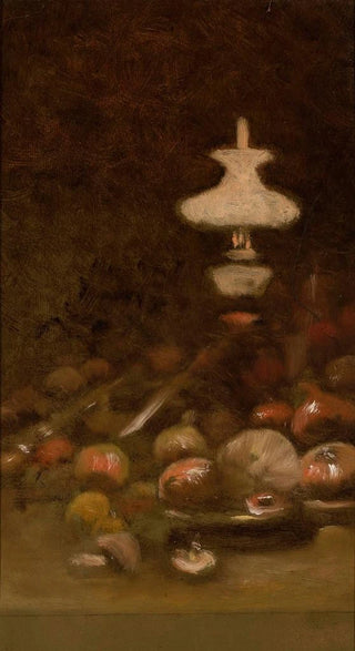 Wadysaw Aleksander Malecki - Oil lamp and fruits.webp