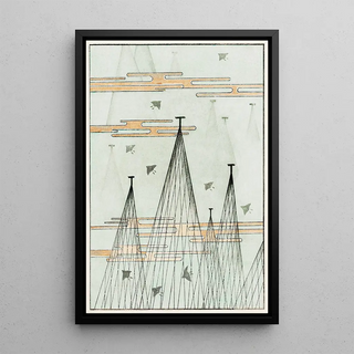 Watanabe Seitei - Skyscape with birds flying.webp