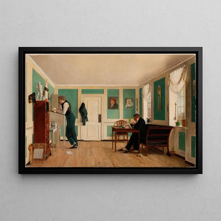 Wilhelm Bendz - Interior from Amaliegade Captain Carl Ludvig Bendz standing and Dr Jacob Christian Bendz seated.webp