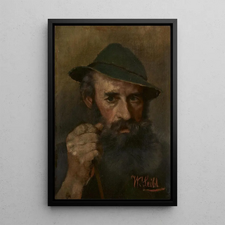 Wilhelm Leibl - Portrait of a Man with Green Hat.webp