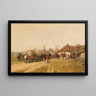 Wilhelm Velten - Heimkehrende Truppen vor den Toren der Stadt.webp