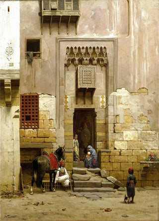 Willem de Famars Testas - The Courtyard of a house in Cairo.webp