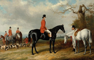William Barraud - The Earl Granville Master of the Royal Buckhounds 18471849 with the Earl of Chesterfield Master 18341836 and hunt servants at a meet.webp