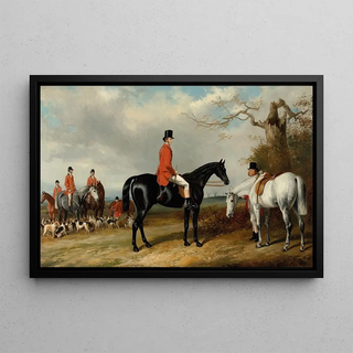 William Barraud - The Earl Granville Master of the Royal Buckhounds 18471849 with the Earl of Chesterfield Master 18341836 and hunt servants at a meet.webp