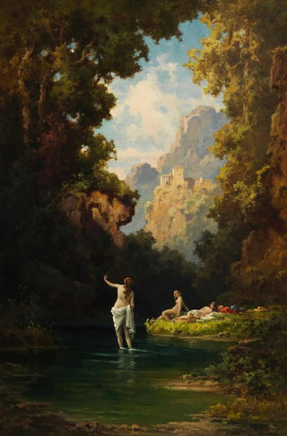 Willy Moralt - Badende Mdchen im Waldteich.webp